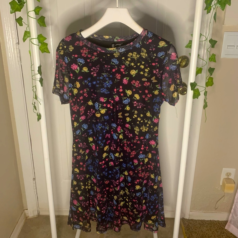 Bright floral mesh dress💐